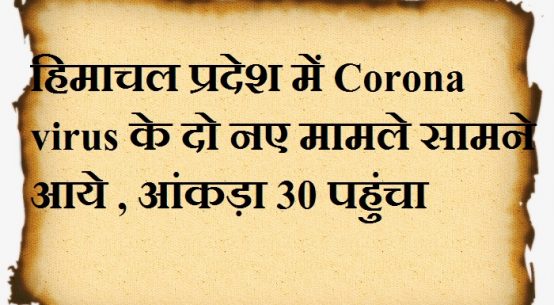 हिमाचल प्रदेश में Corona virus के दो नए मामले सामने आये , आंकड़ा 30 पहुंचा