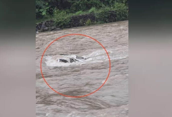 Car fell in river